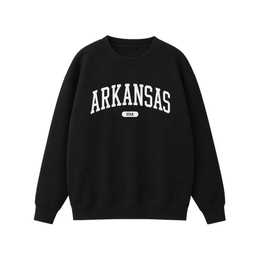 Collection 4 Arkansas Essential Heavyweight Crewneck Sweatshirt - Black front