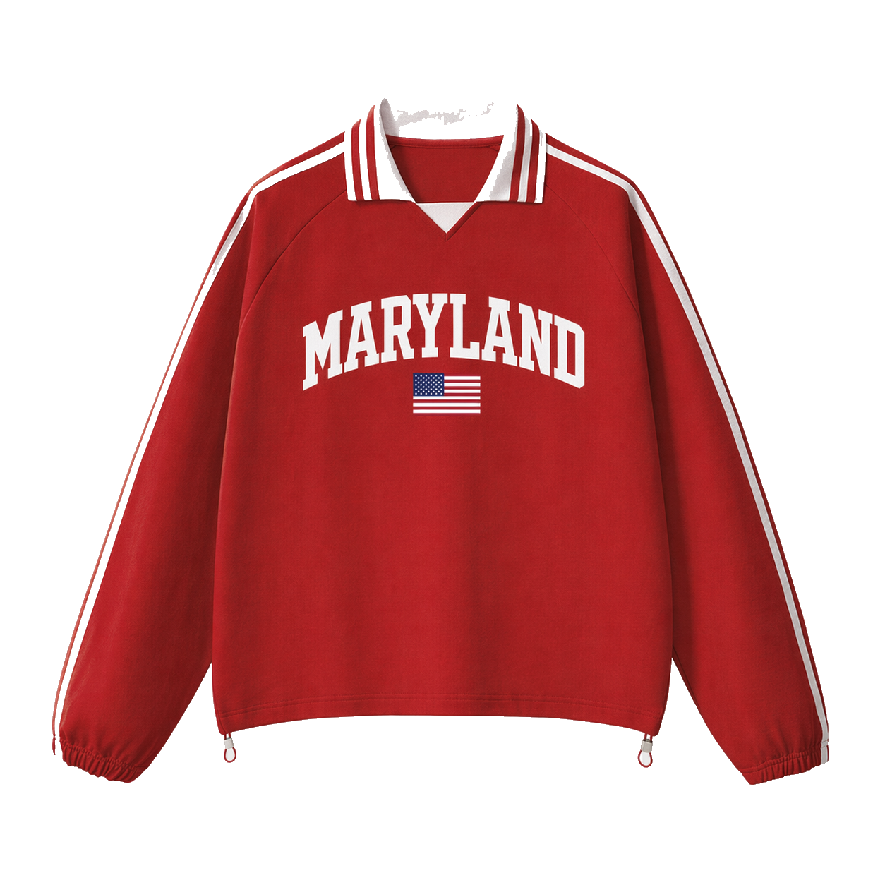 Collection 2 Maryland Contrast Striped Lapel Collar Sweatshirt - Red front