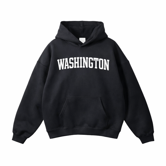 Collection 1 Washington Oversize Fleeced Hoodie - Black front