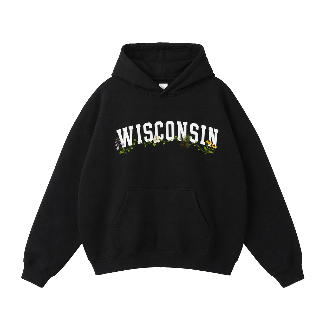 Collection 10 Wisconsin Oversize Fleeced Hoodie - Black front