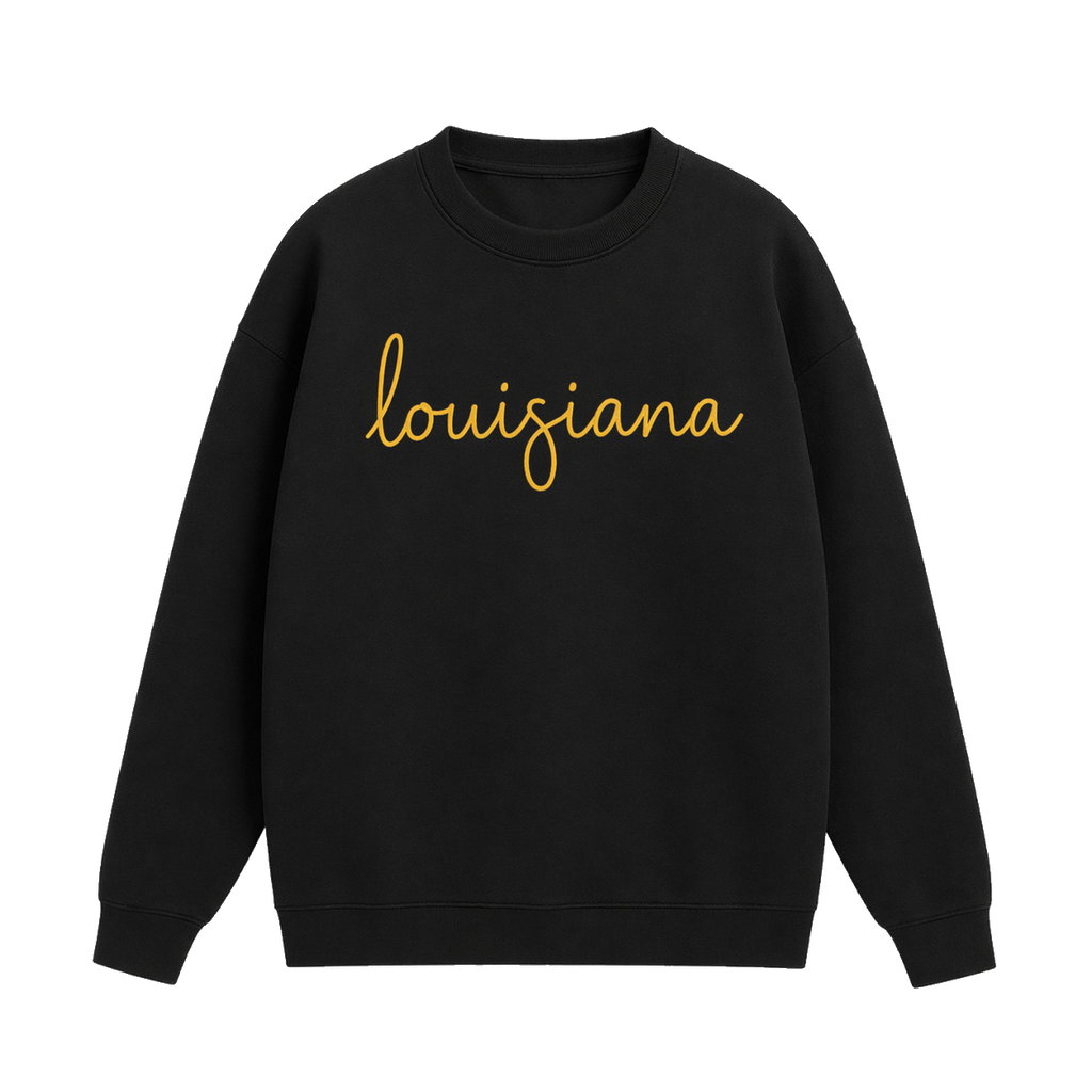Collection 3 Louisiana Essential Heavyweight Crewneck Sweatshirt - Black front