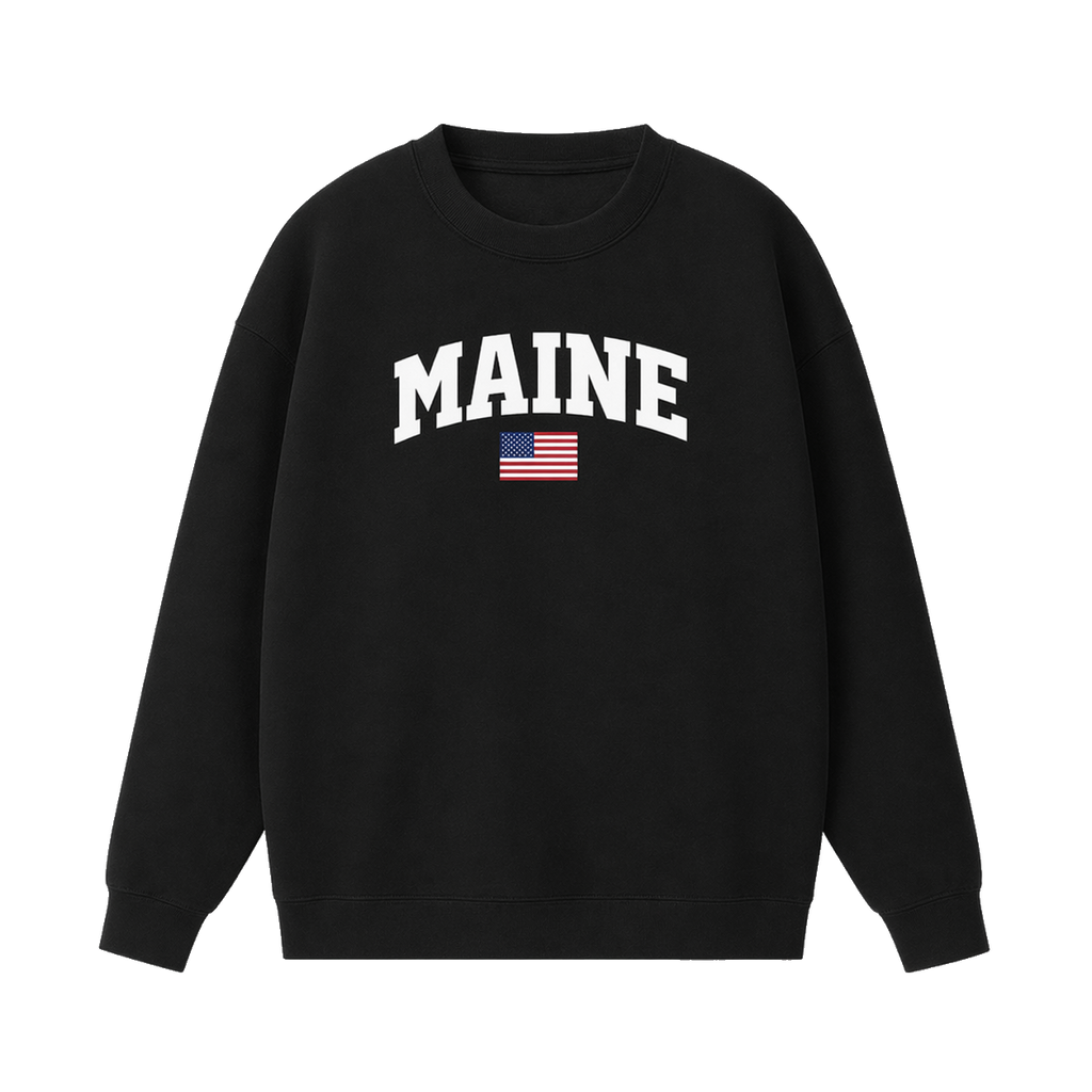 Collection 2 Maine Essential Heavyweight Crewneck Sweatshirt - Black front