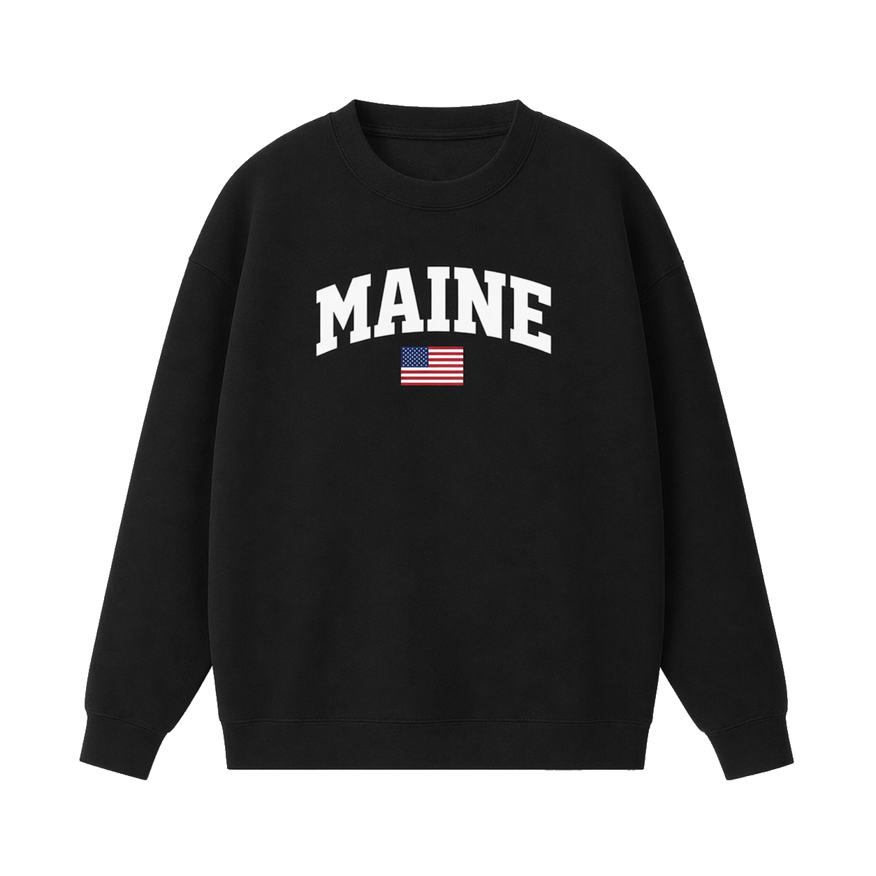 Collection 2 Maine Essential Heavyweight Crewneck Sweatshirt - Black front