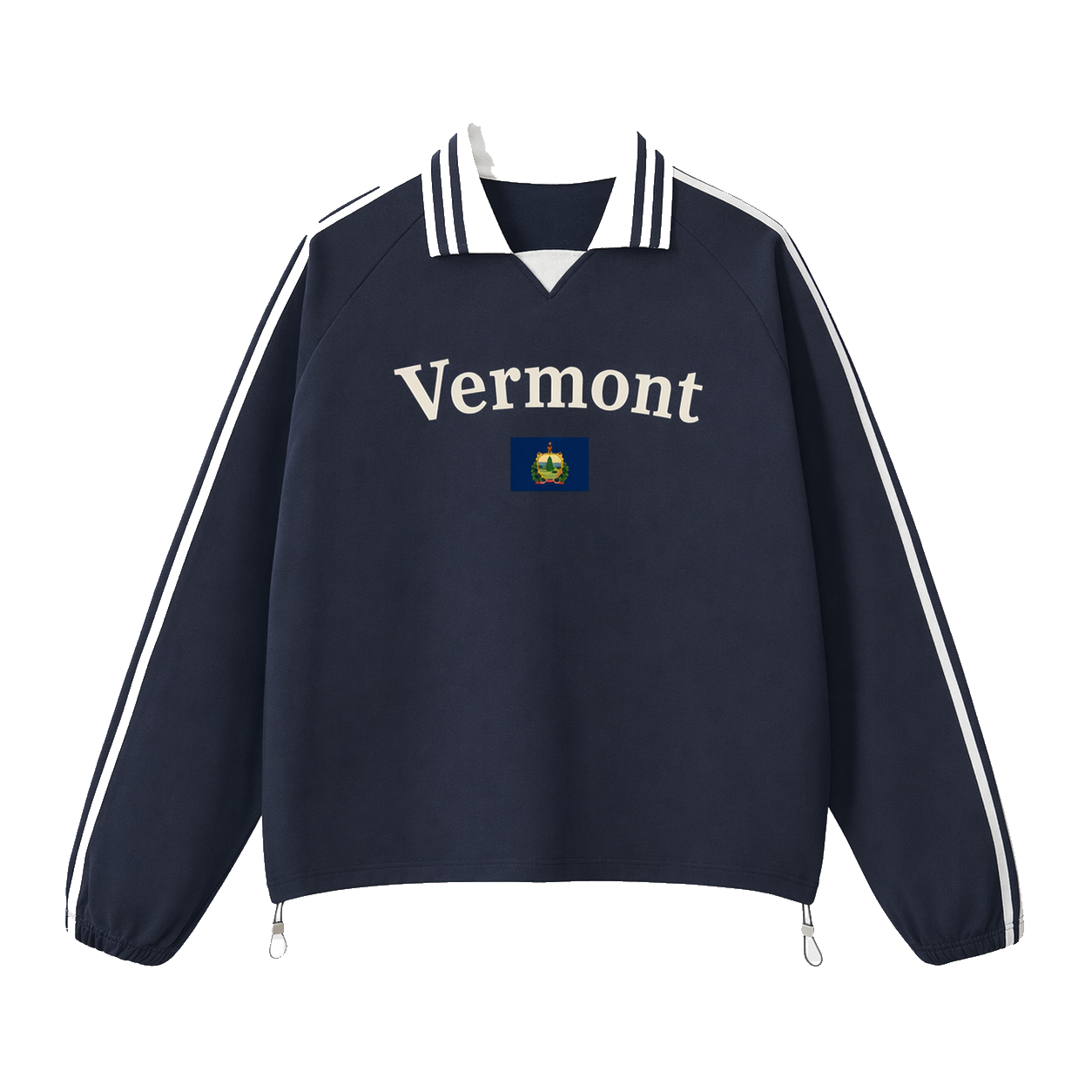 Collection 6 Vermont Contrast Striped Lapel Collar Sweatshirt - Royal Blue front