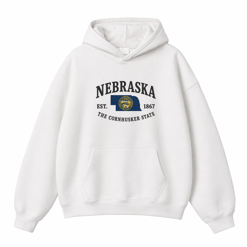 Collection 8 Nebraska Oversize Fleeced Hoodie - White front