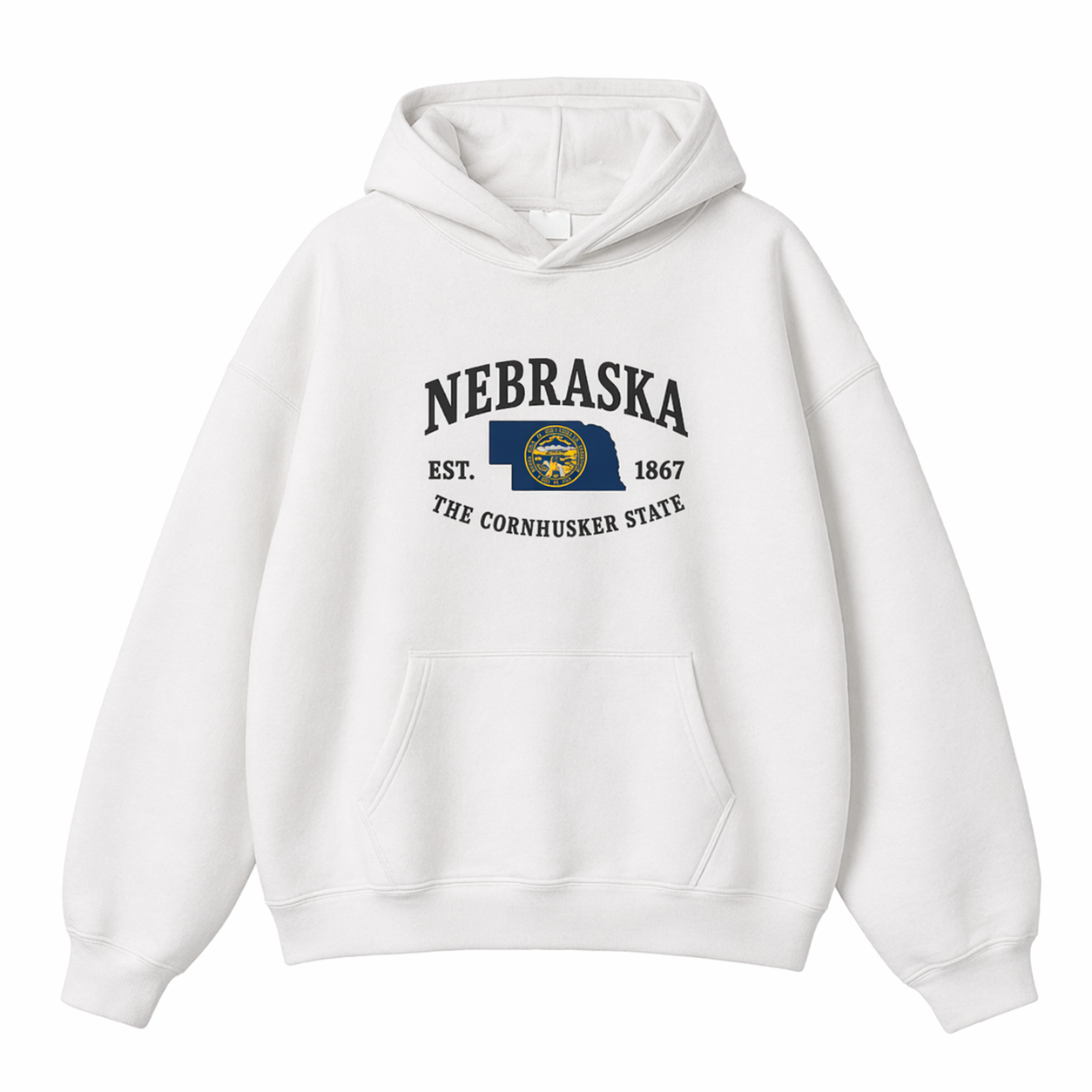 Collection 8 Nebraska Oversize Fleeced Hoodie - White front