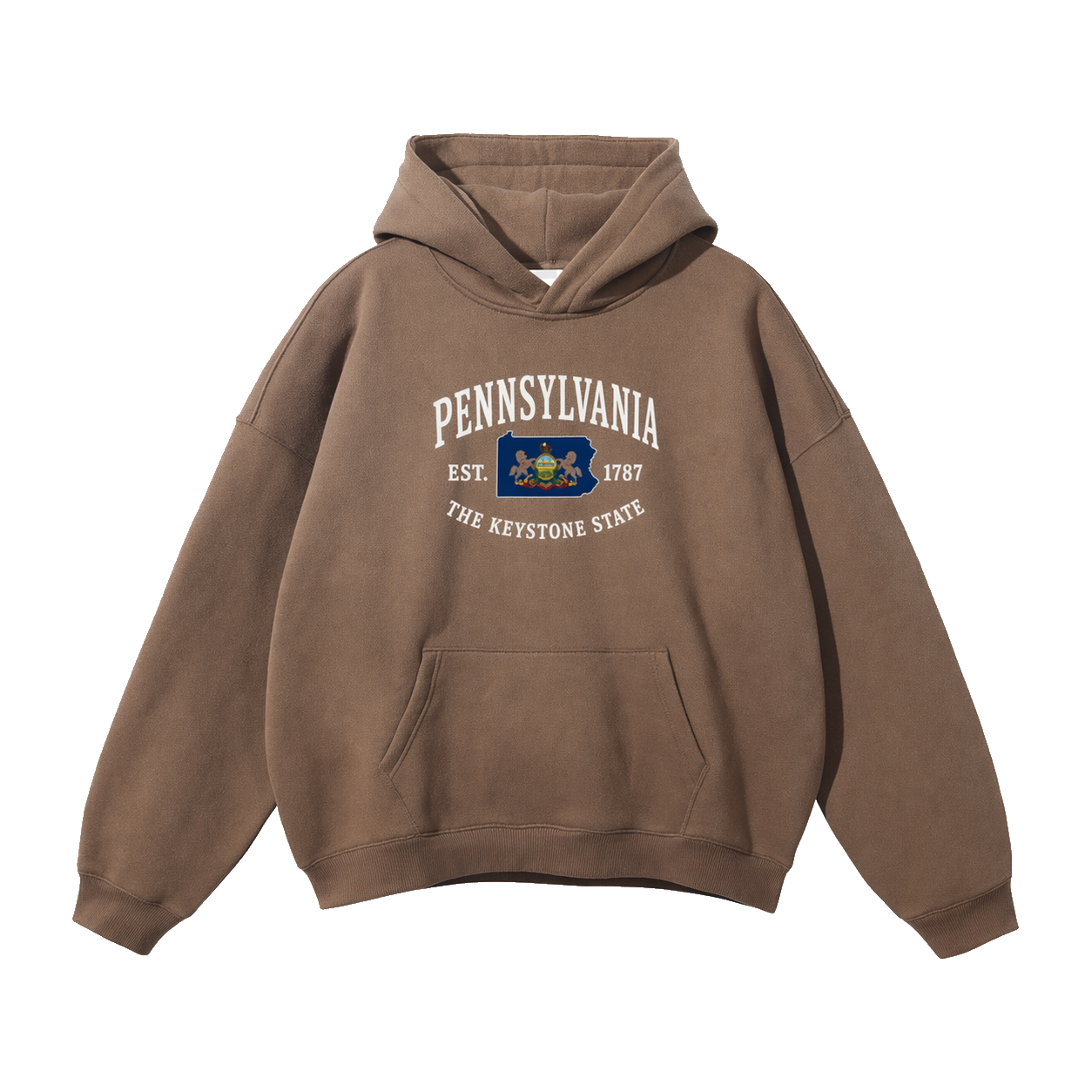 Collection 8 Pennsylvania Oversize Fleeced Hoodie - Brown front