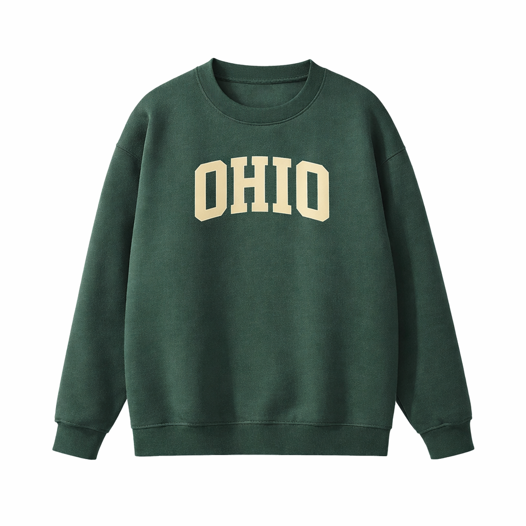 Collection 1 Ohio Essential Heavyweight Crewneck Sweatshirt - Dark Green front