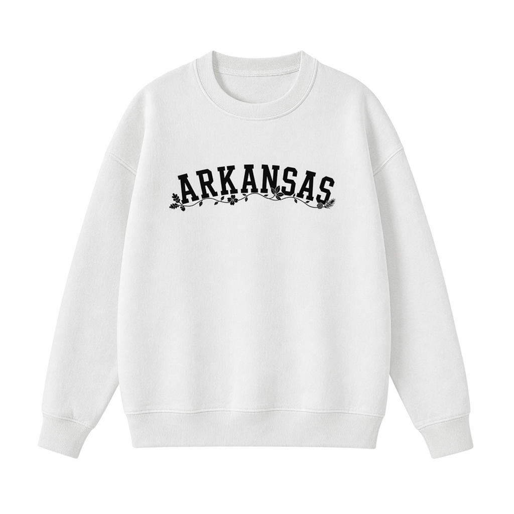 Collection 10 Arkansas Essential Heavyweight Crewneck Sweatshirt - White front