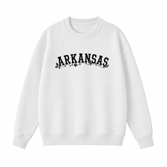 Collection 10 Arkansas Essential Heavyweight Crewneck Sweatshirt - White front