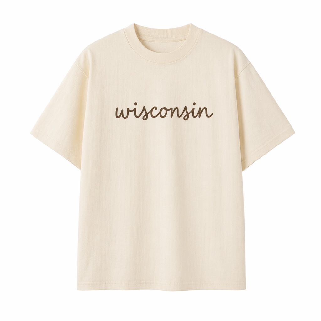 Collection 3 Wisconsin Essential Cotton T-Shirt - Apricot front