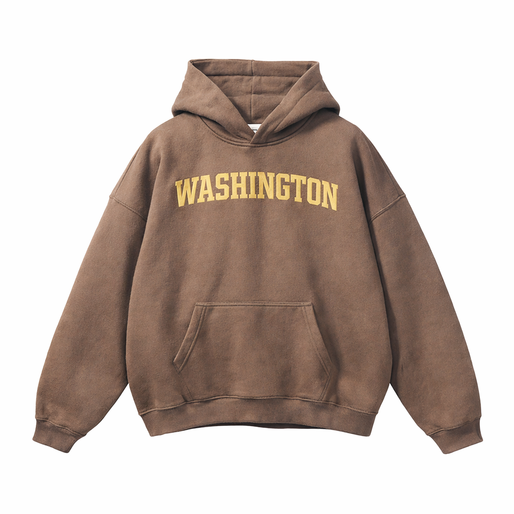 Collection 1 Washington Oversize Fleeced Hoodie - Brown front