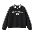 Collection 6 West Virginia Contrast Striped Lapel Collar Sweatshirt - Black front