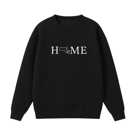 Collection 5 Massachusetts Essential Heavyweight Crewneck Sweatshirt - Black front