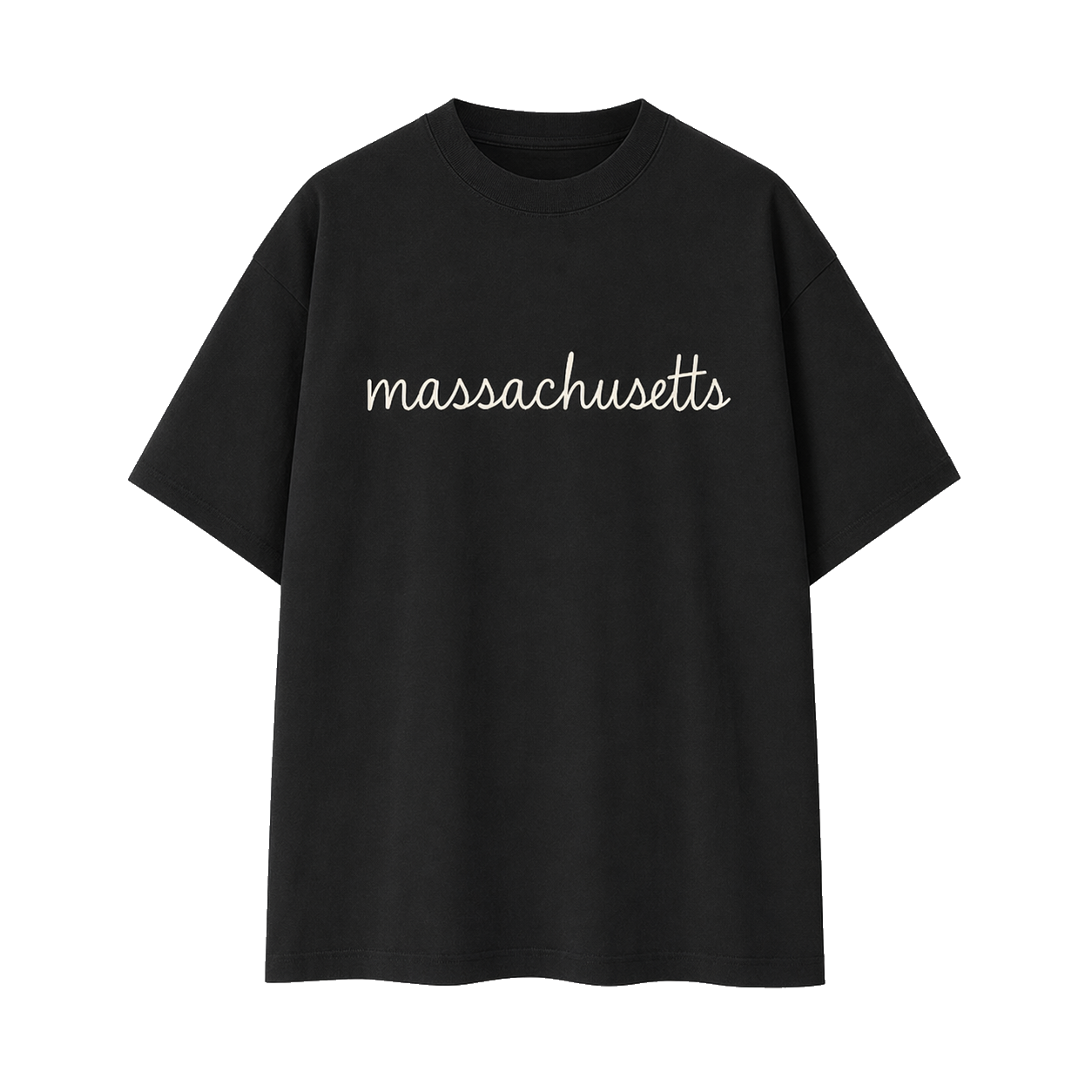 Collection 3 Massachusetts Essential Cotton T-Shirt - Black front