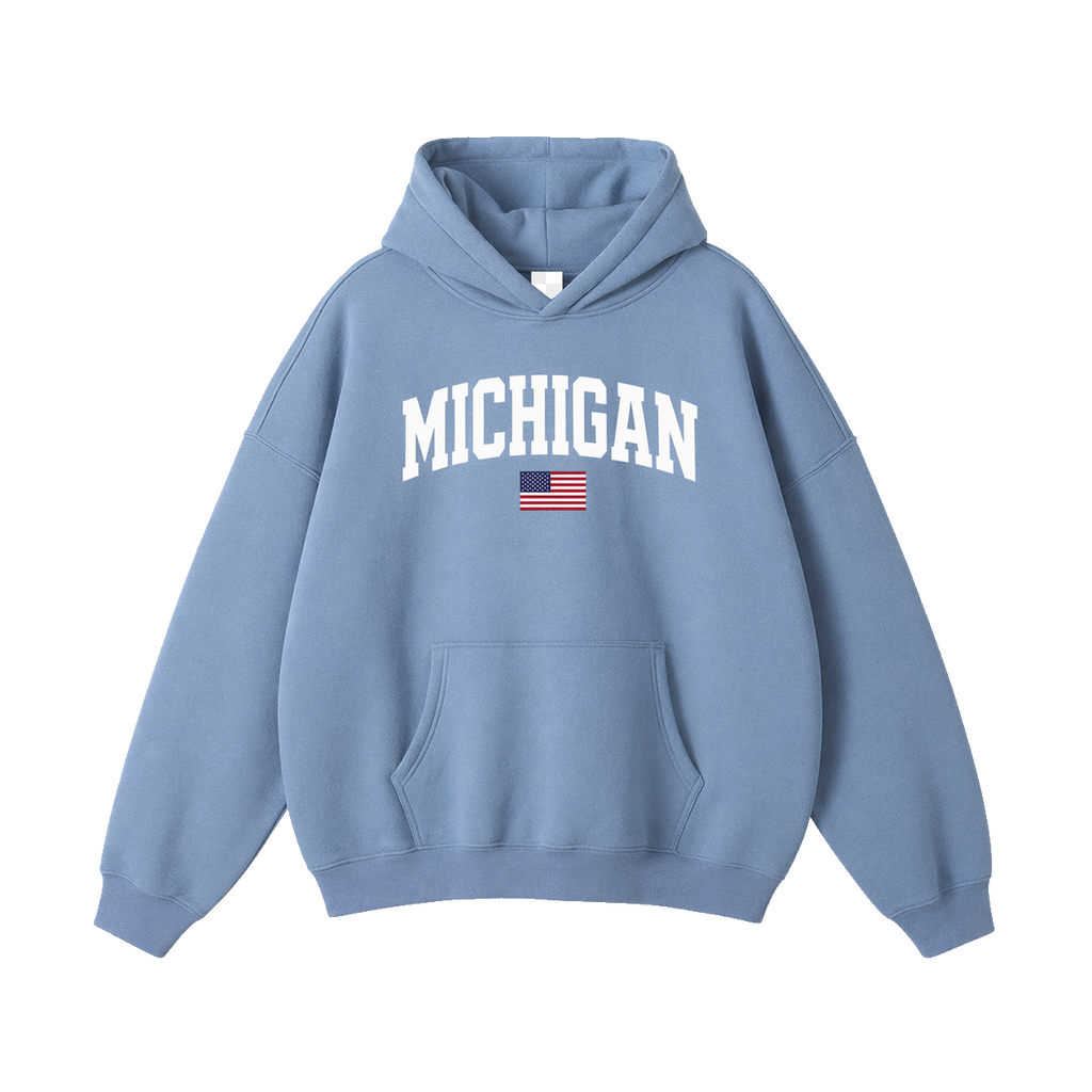 Collection 2 Michigan Oversize Fleeced Hoodie - Medium Blue front