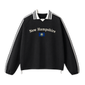 Collection 6 New Hampshire Contrast Striped Lapel Collar Sweatshirt - Black front