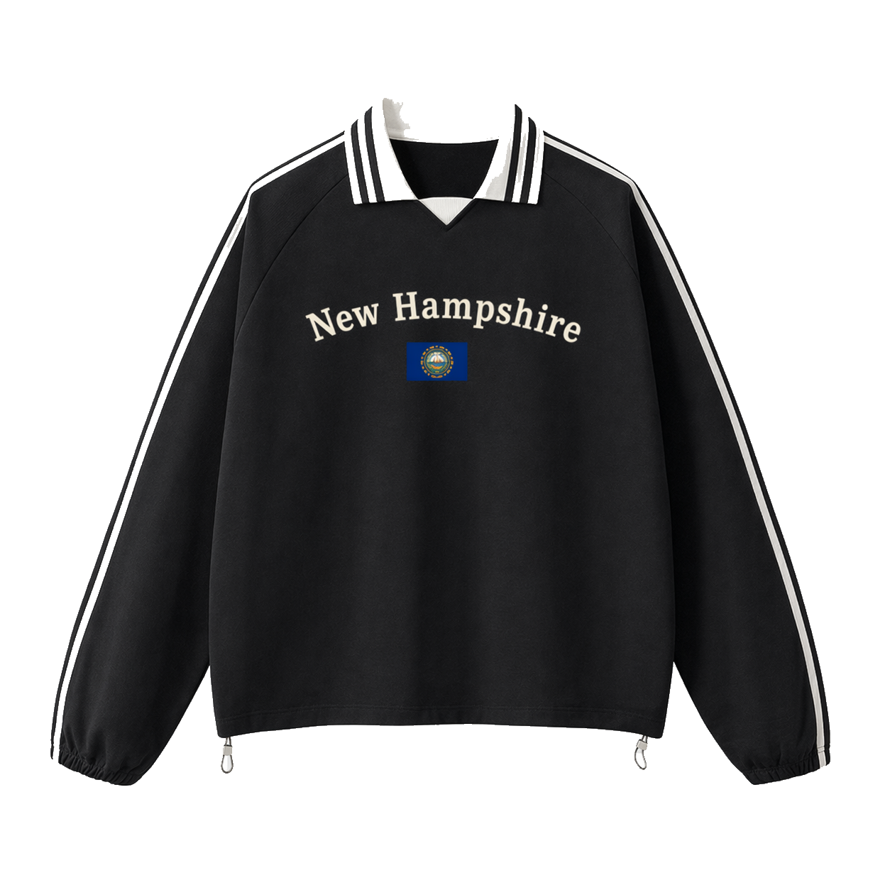Collection 6 New Hampshire Contrast Striped Lapel Collar Sweatshirt - Black front