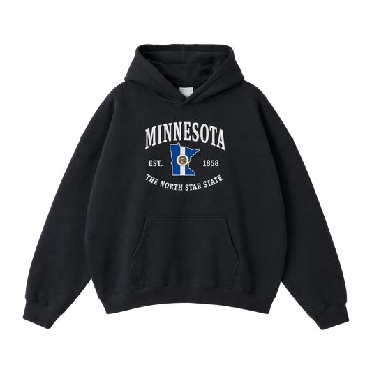 Collection 8 Minnesota Oversize Fleeced Hoodie - Black front