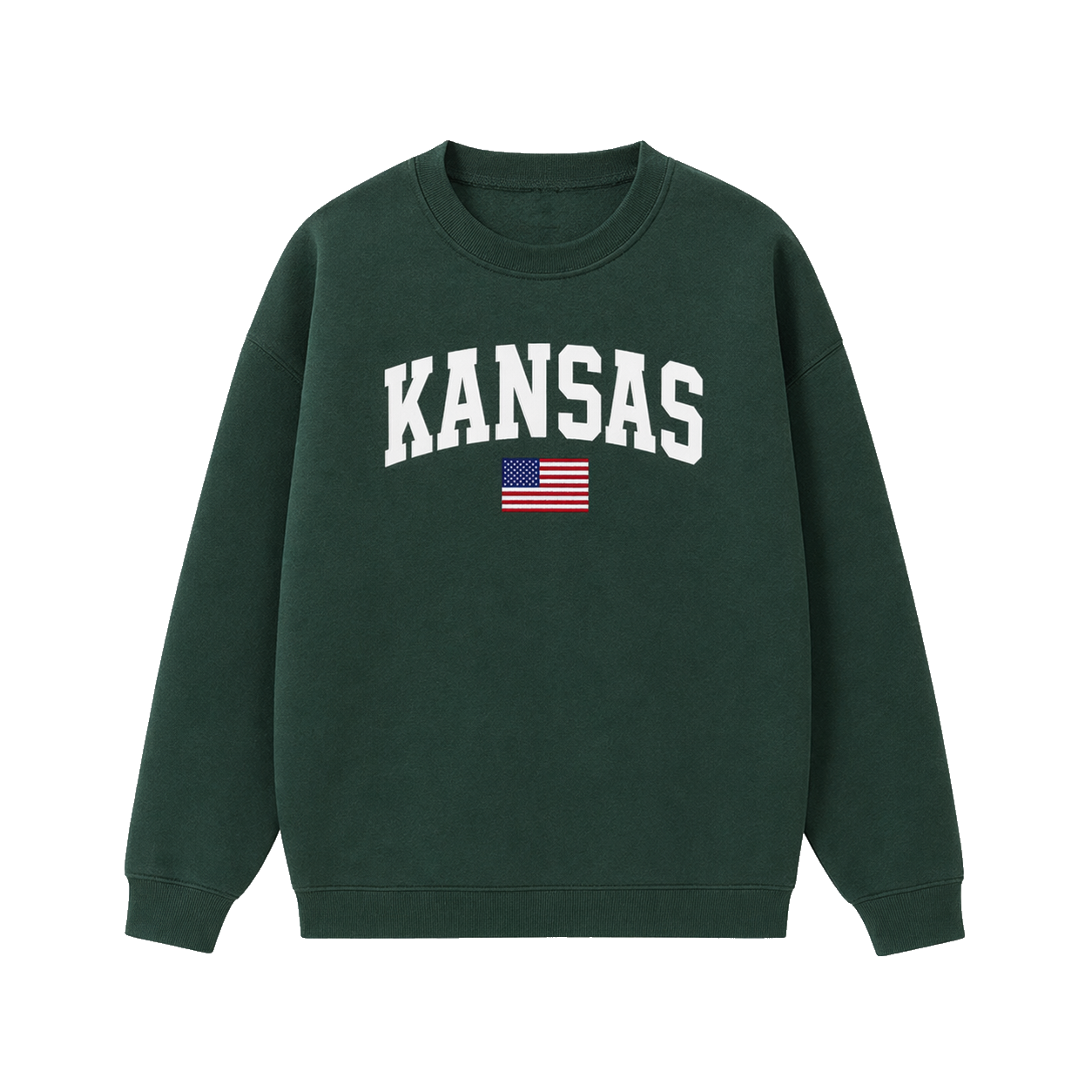 Collection 2 Kansas Essential Heavyweight Crewneck Sweatshirt - Dark Green front