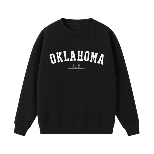 Collection 9 Oklahoma Essential Heavyweight Crewneck Sweatshirt - Black front