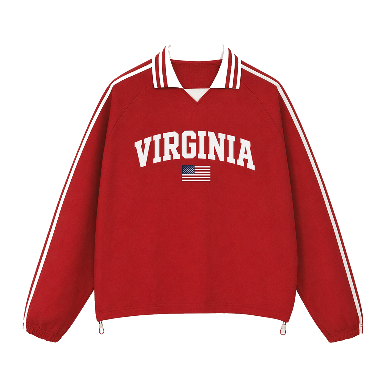 Collection 2 Virginia Contrast Striped Lapel Collar Sweatshirt - Red front