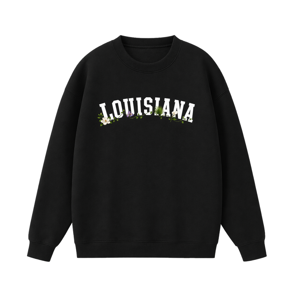 Collection 10 Louisiana Essential Heavyweight Crewneck Sweatshirt - Black front