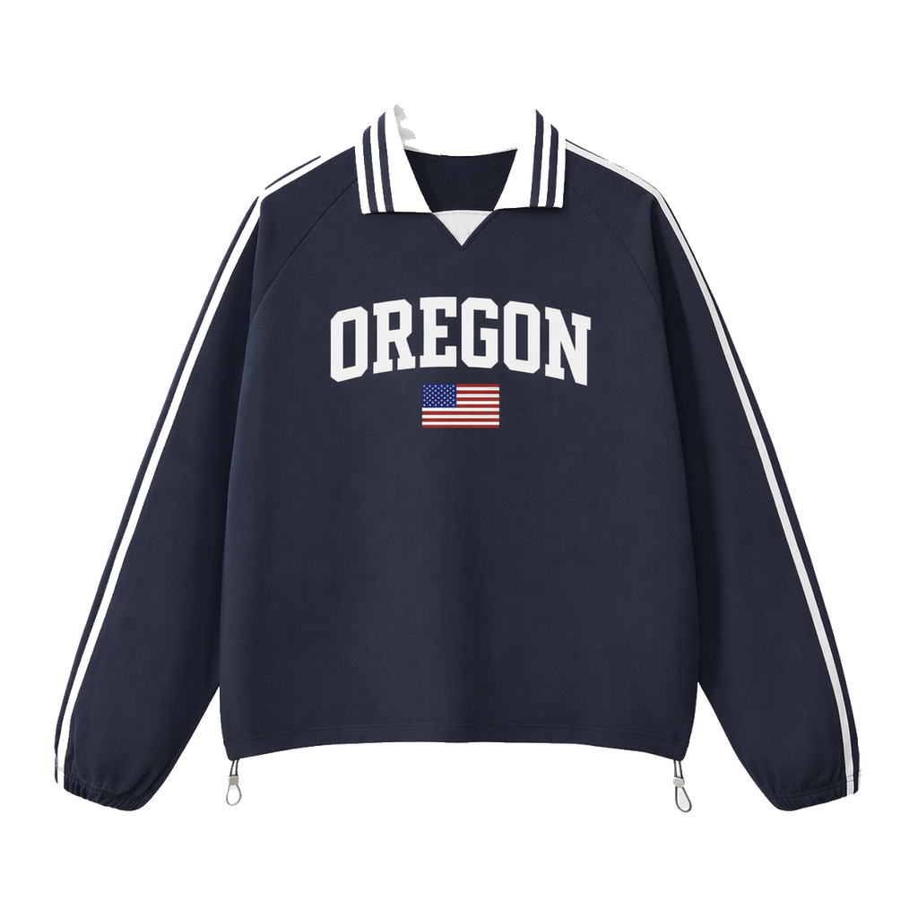 Collection 2 Oregon Contrast Striped Lapel Collar Sweatshirt - Royal Blue front