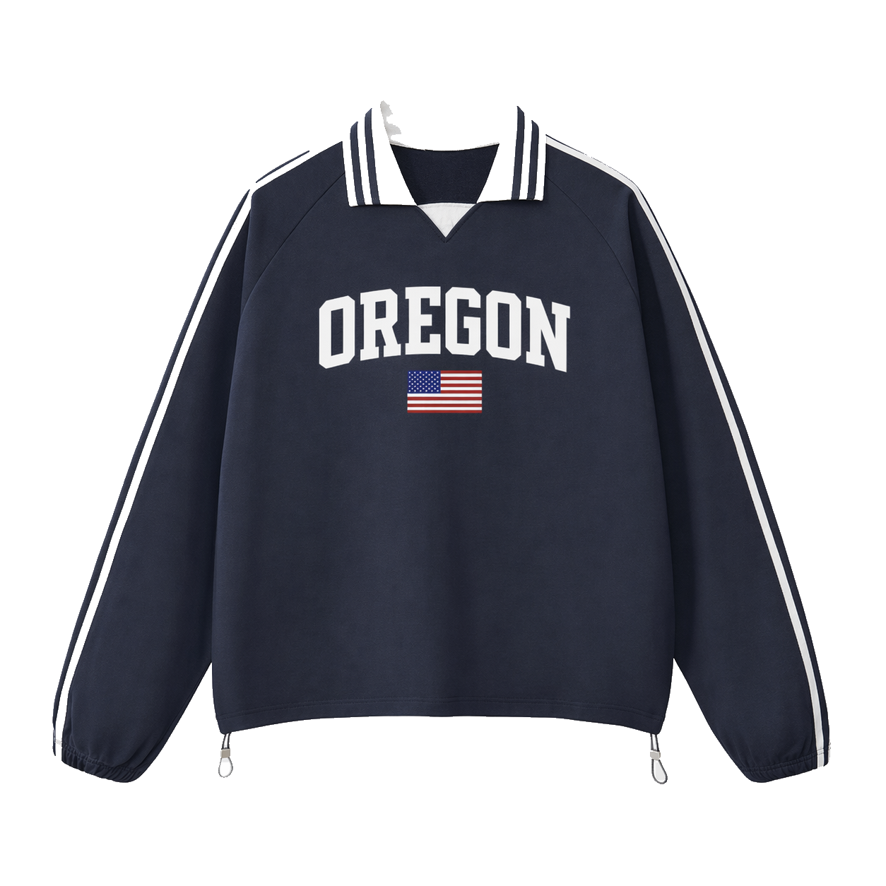 Collection 2 Oregon Contrast Striped Lapel Collar Sweatshirt - Royal Blue front
