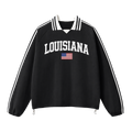 Collection 2 Louisiana Contrast Striped Lapel Collar Sweatshirt - Black front
