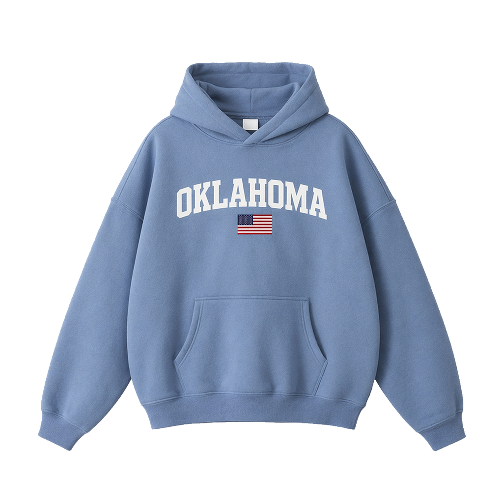 Collection 2 Oklahoma Oversize Fleeced Hoodie - Medium Blue front