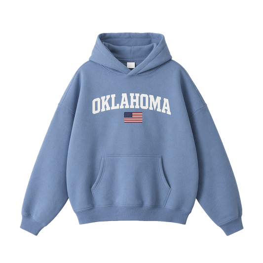 Collection 2 Oklahoma Oversize Fleeced Hoodie - Medium Blue front