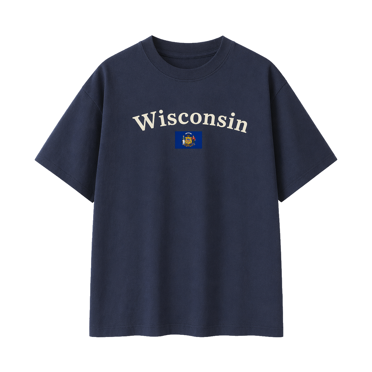 Collection 6 Wisconsin Essential Cotton T-Shirt - Navy Blue front