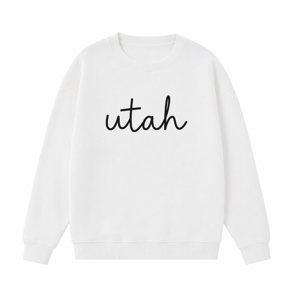 Collection 3 Utah Essential Heavyweight Crewneck Sweatshirt - White front