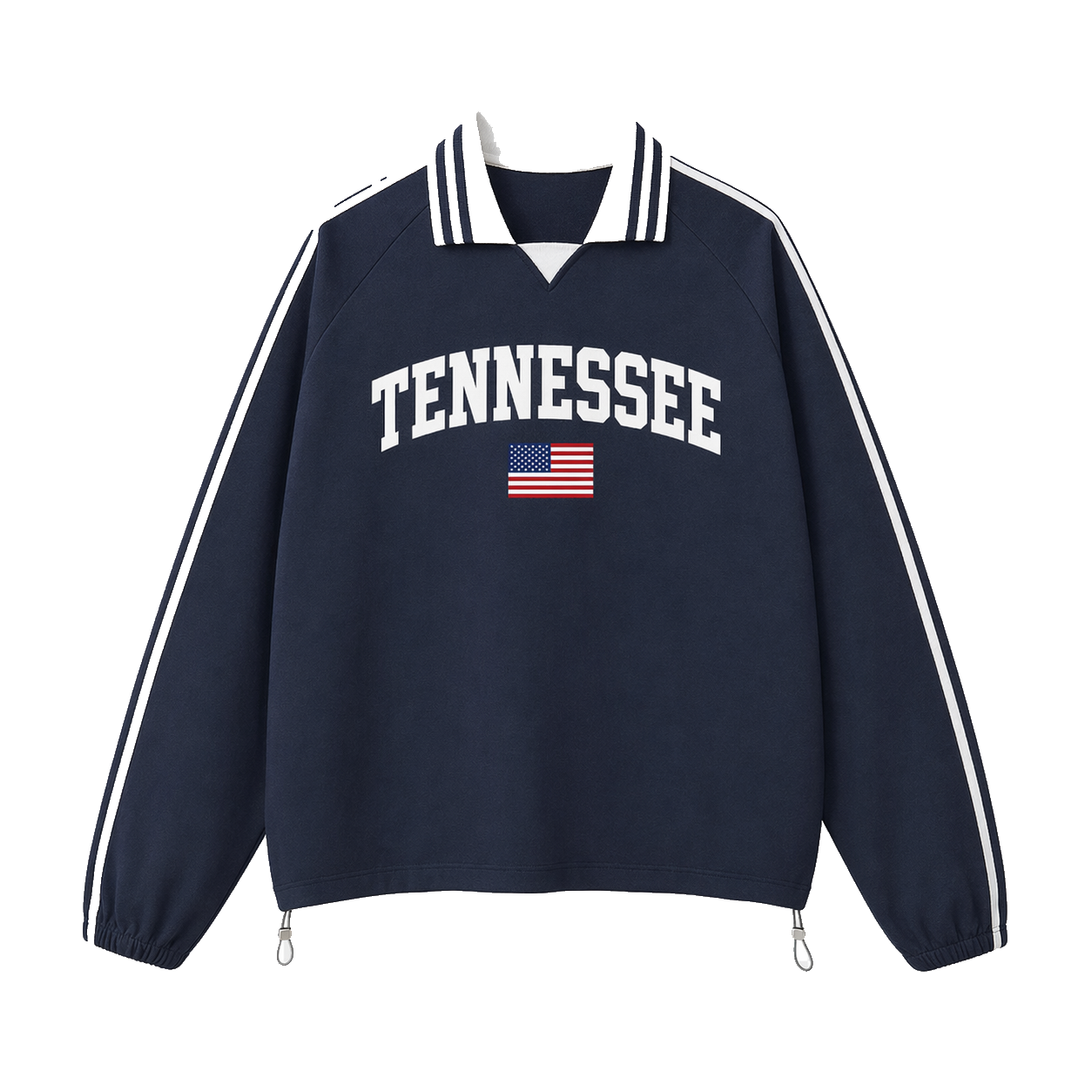 Collection 2 Tennessee Contrast Striped Lapel Collar Sweatshirt - Royal Blue front