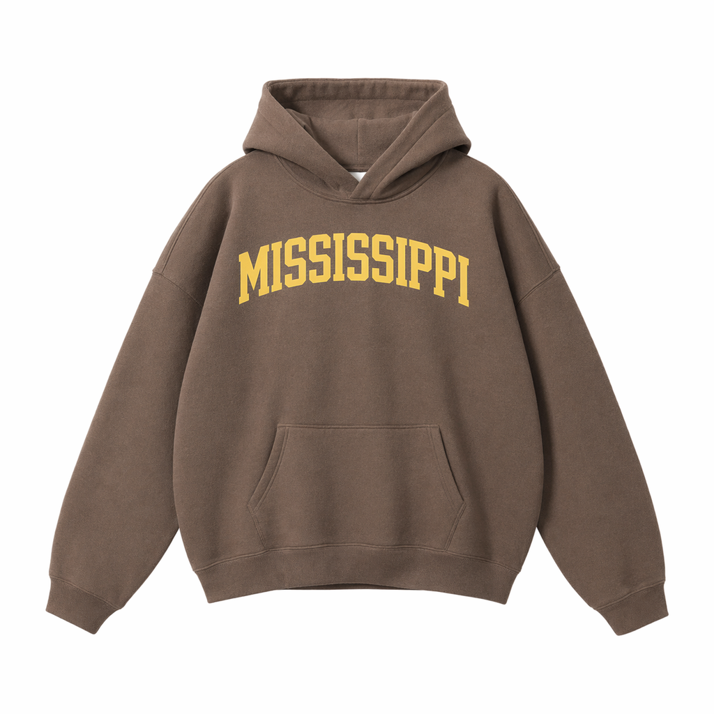 Collection 1 Mississippi Oversize Fleeced Hoodie - Brown front