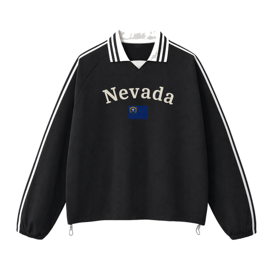 Collection 6 Nevada Contrast Striped Lapel Collar Sweatshirt - Black front