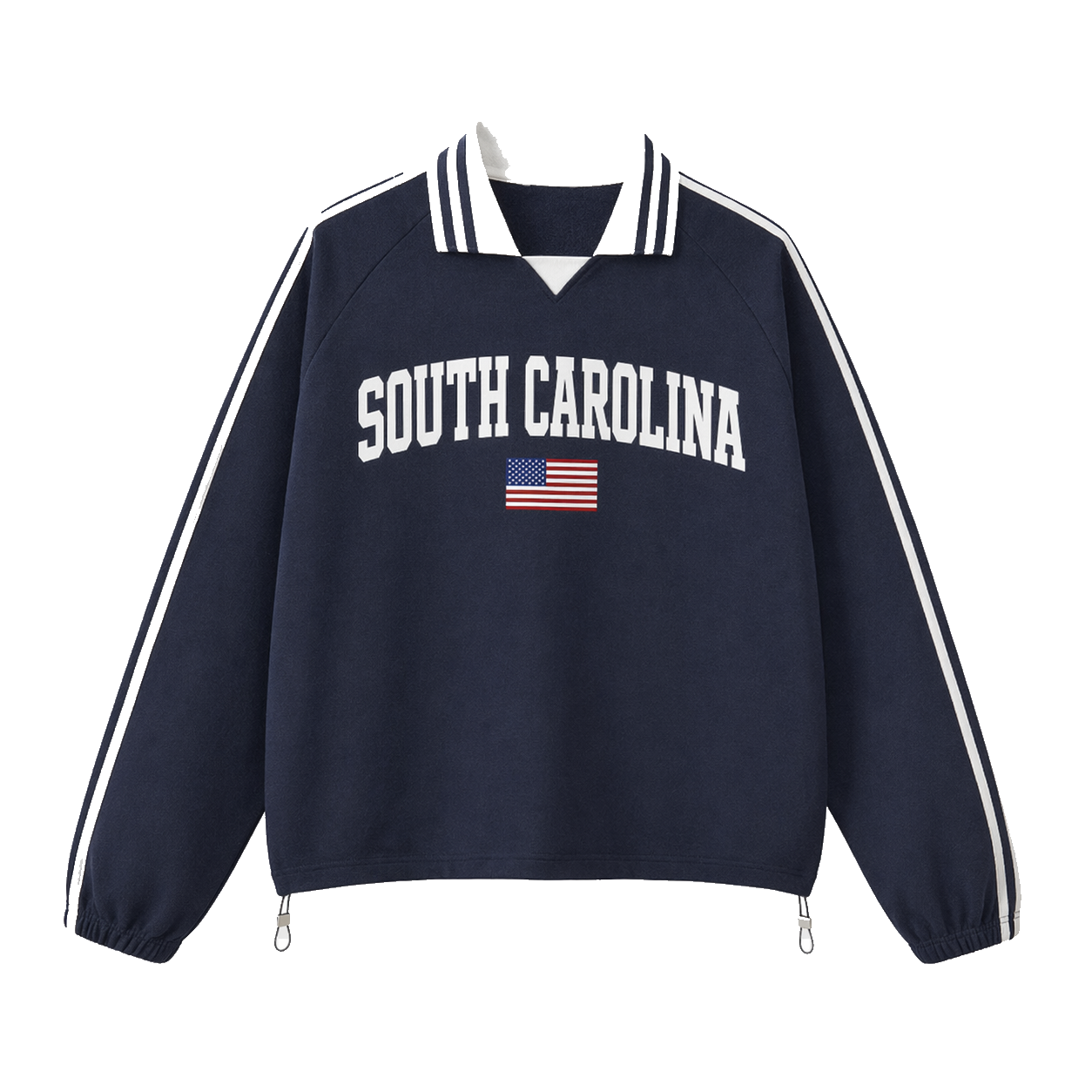 Collection 2 South Carolina Contrast Striped Lapel Collar Sweatshirt - Royal Blue front