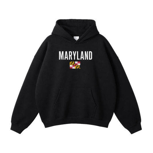 Collection 7 Maryland Oversize Fleeced Hoodie - Black front