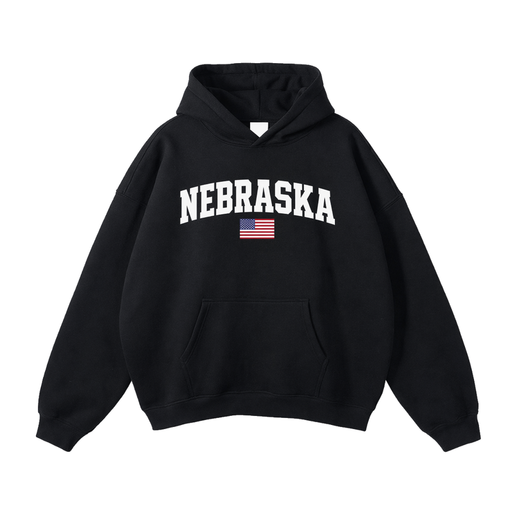 Collection 2 Nebraska Oversize Fleeced Hoodie - Black front