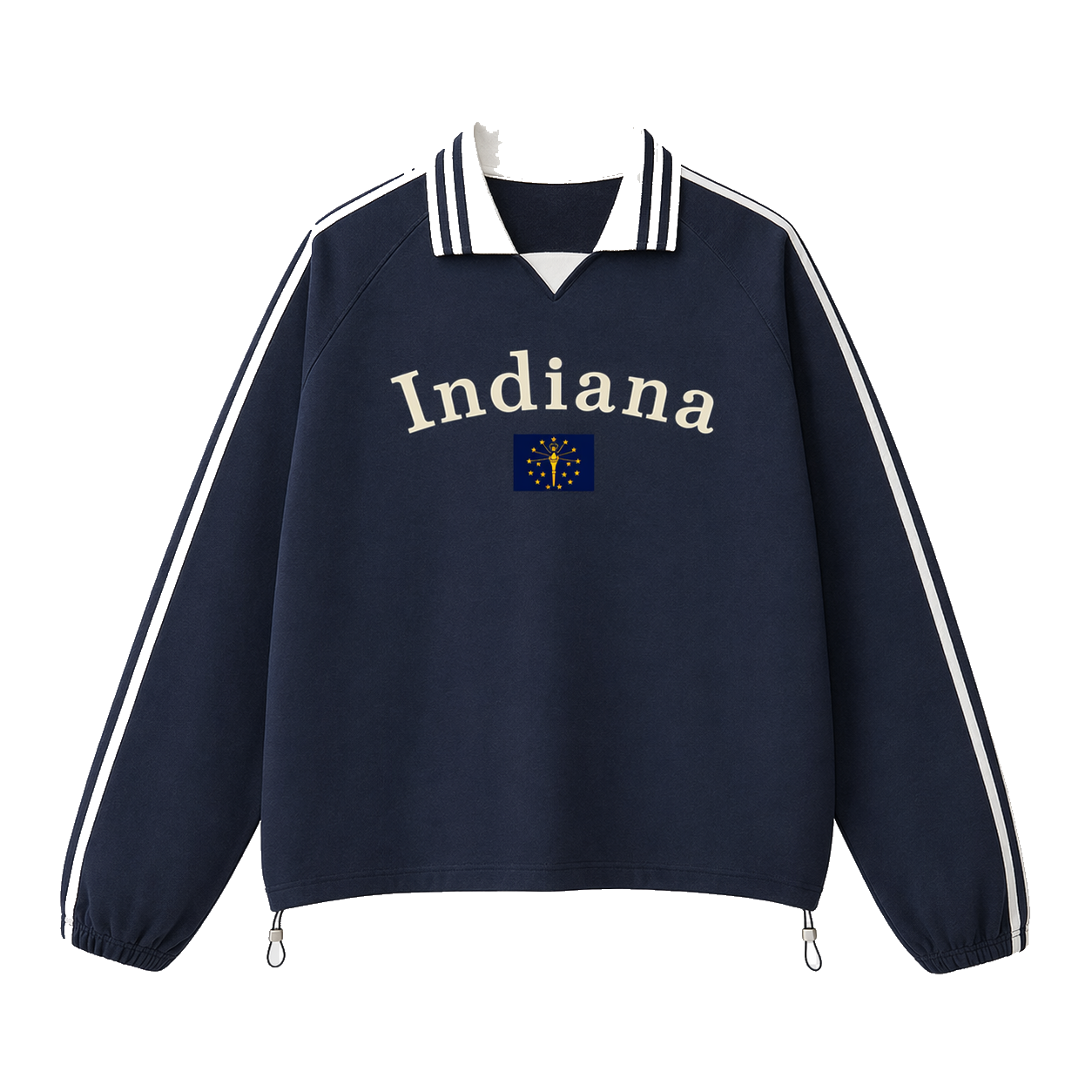 Collection 6 Indiana Contrast Striped Lapel Collar Sweatshirt - Royal Blue front