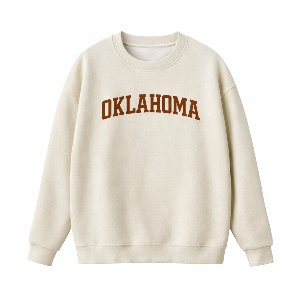 Collection 1 Oklahoma Essential Heavyweight Crewneck Sweatshirt - Cream front