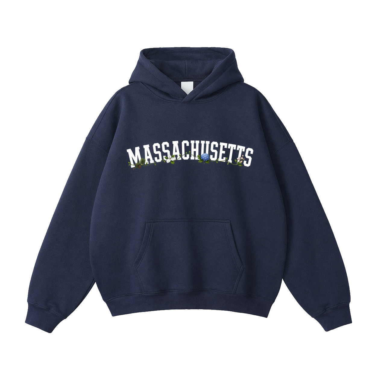 Collection 10 Massachusetts Oversize Fleeced Hoodie - Navy Blue front