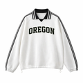 Collection 1 Oregon Contrast Striped Lapel Collar Sweatshirt - White front