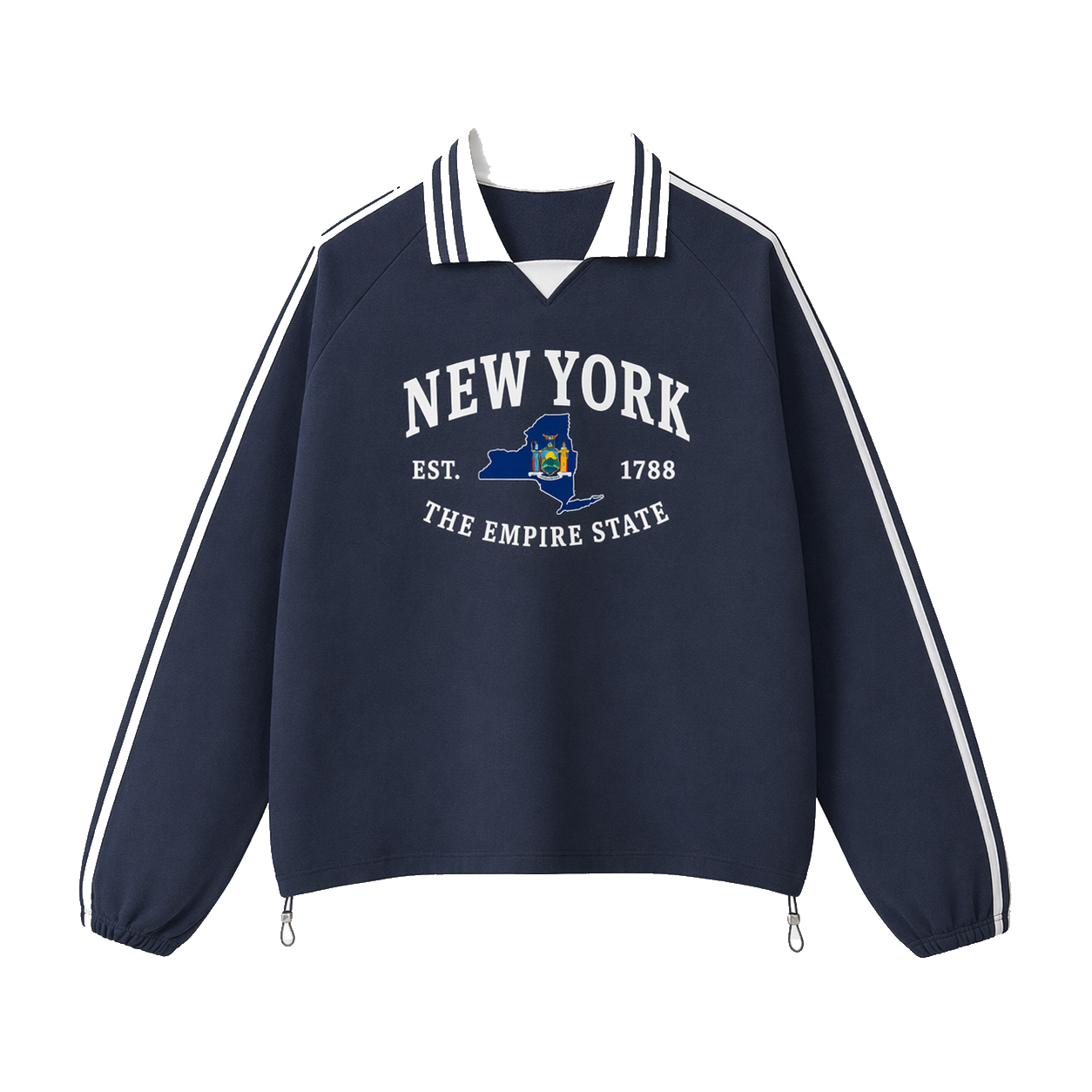 Collection 8 New York Contrast Striped Lapel Collar Sweatshirt - Royal Blue front