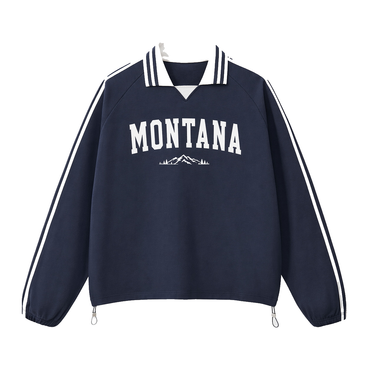 Collection 9 Montana Contrast Striped Lapel Collar Sweatshirt - Royal Blue front