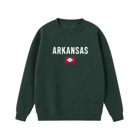Collection 7 Arkansas Essential Heavyweight Crewneck Sweatshirt - Dark Green front
