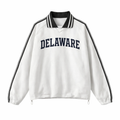 Collection 1 Delaware Contrast Striped Lapel Collar Sweatshirt - White front