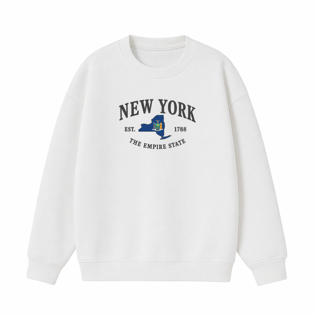 Collection 8 New York Essential Heavyweight Crewneck Sweatshirt - White front