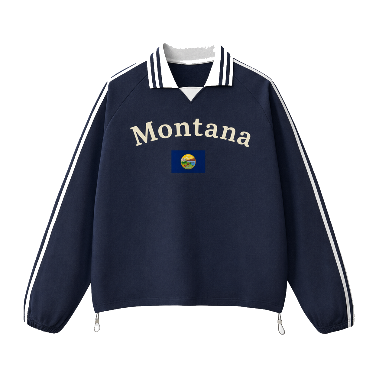 Collection 6 Montana Contrast Striped Lapel Collar Sweatshirt - Royal Blue front